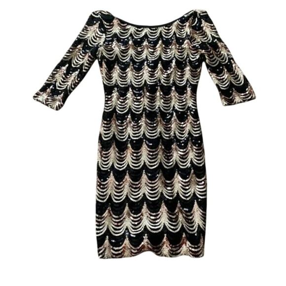 Art Deco Scalloped Sequin Dress Sz Med Gatsby 20s Style Event Glam - Picture 4 of 10